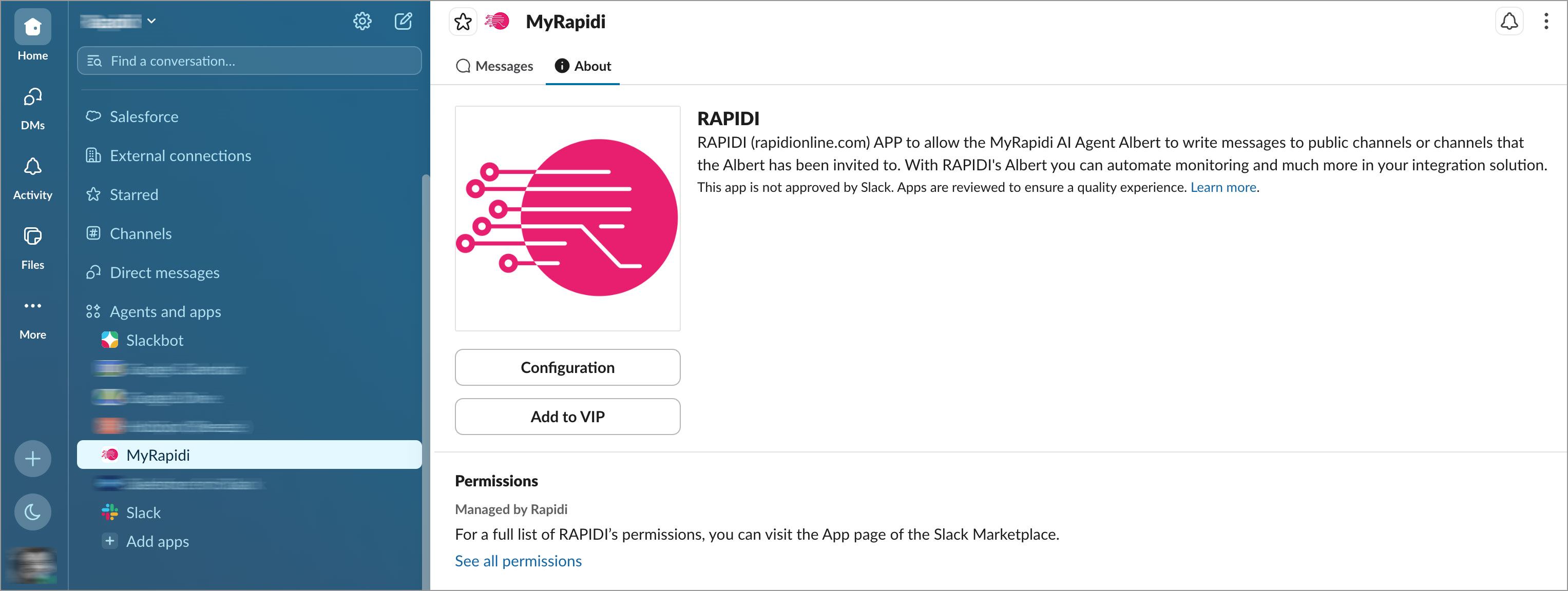 About Slack MyRapidi App
