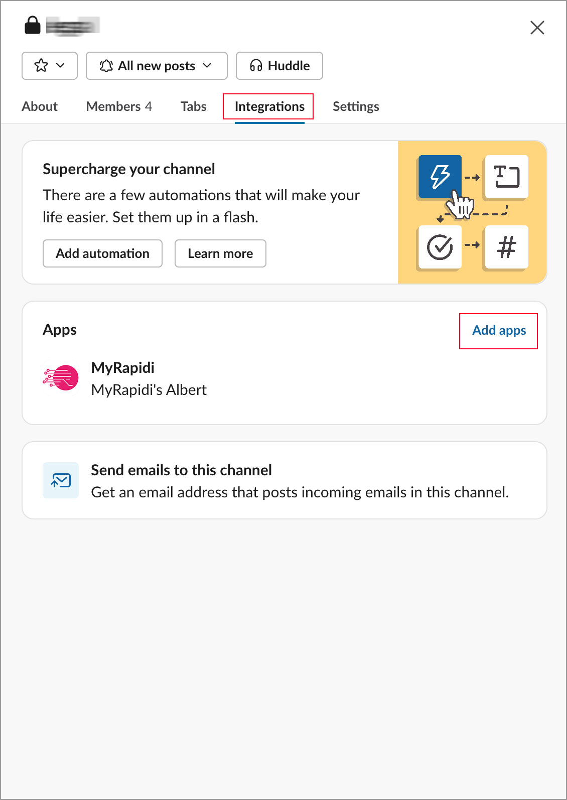 Add MyRapidi App to Private Channel